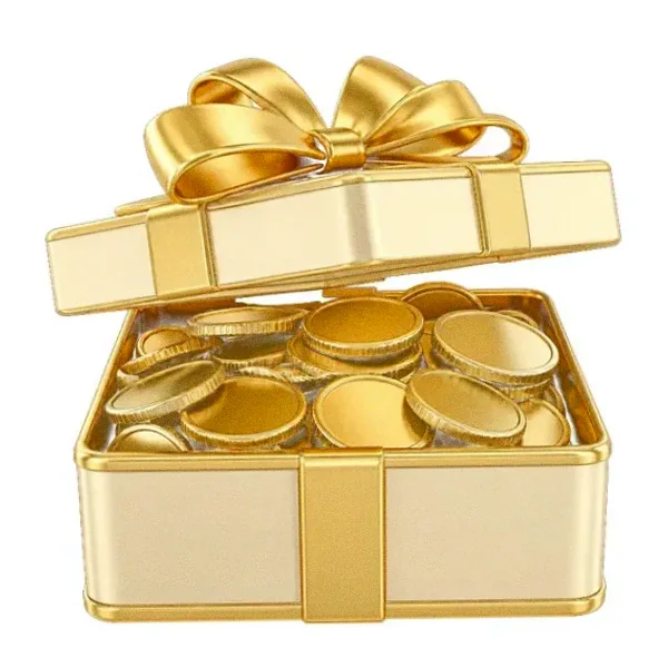 Gift box with coins — Pink