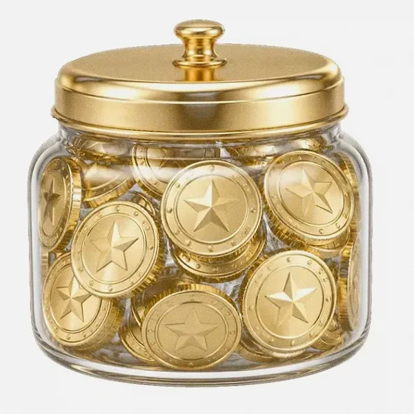 Coin-filled jar — Pink