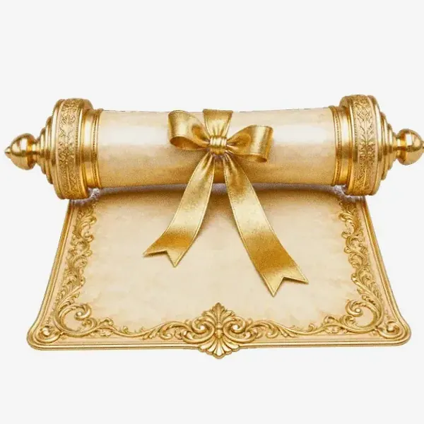 Decorated parchment scroll — Pink