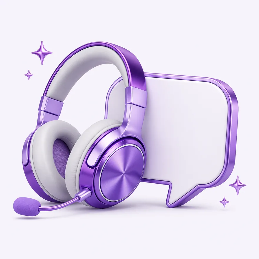Headset with speech bubble — Pink